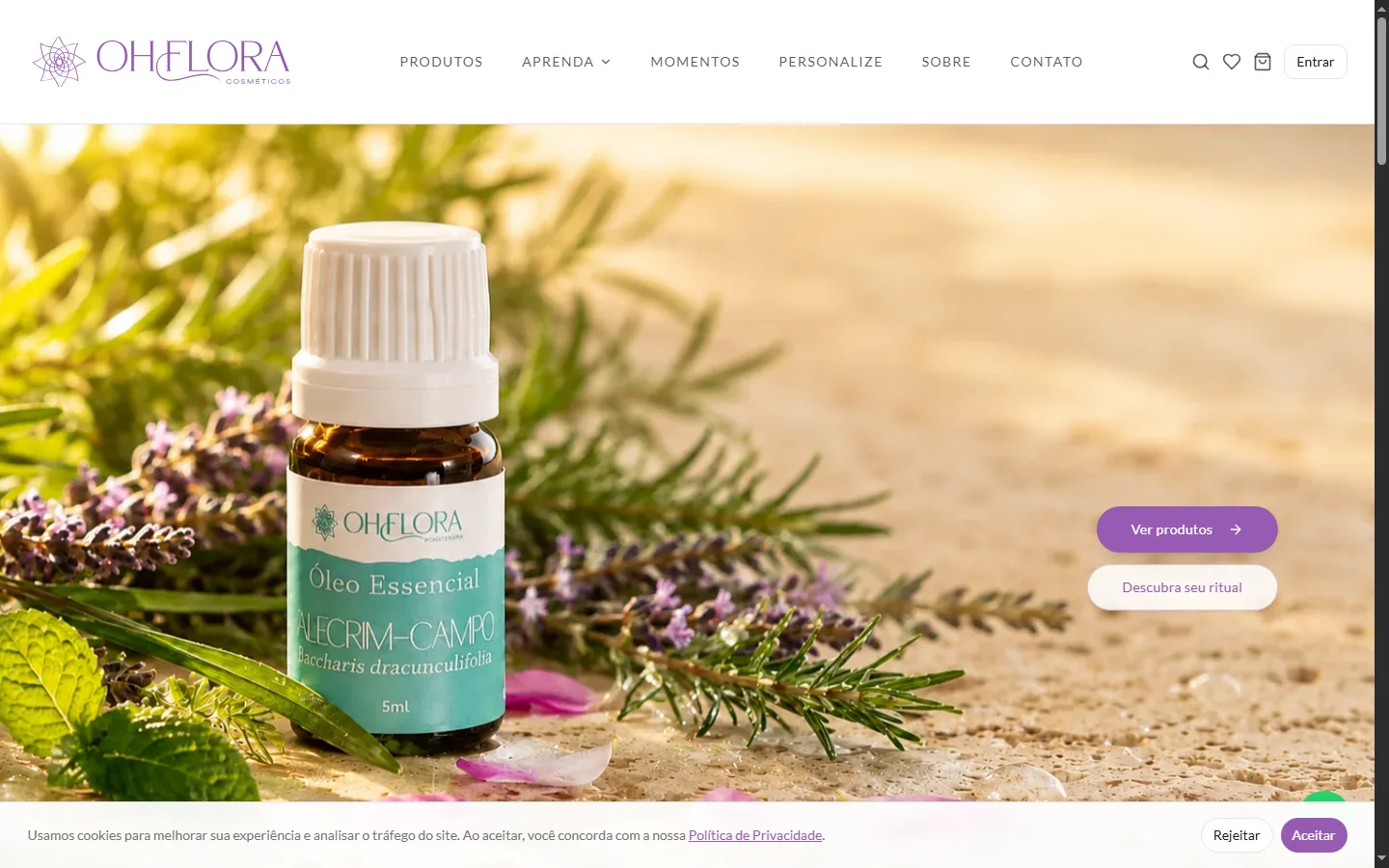 Página inicial do e-commerce OhFlora Cosméticos